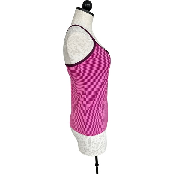 Carve Designs Catalina Striped Tankini Swim Top Pink Plum Shelf Bra Size Medium - Picture 2 of 10